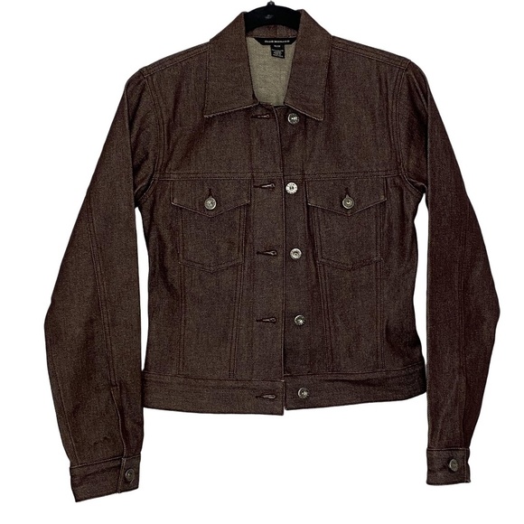 NWOT CLUB MONACO Cropped Denim Aubergine Vampire Diaries Goth Edgy Jacket XS - Picture 16 of 16